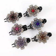 Colorful Rhinestone Flower Hair Claw Crystal Hair Clip For Women