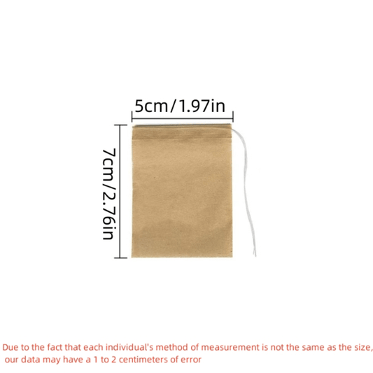 100pcs Biodegradable Tea Bags Natural Wood Pulp Empty Bag with Drawstring