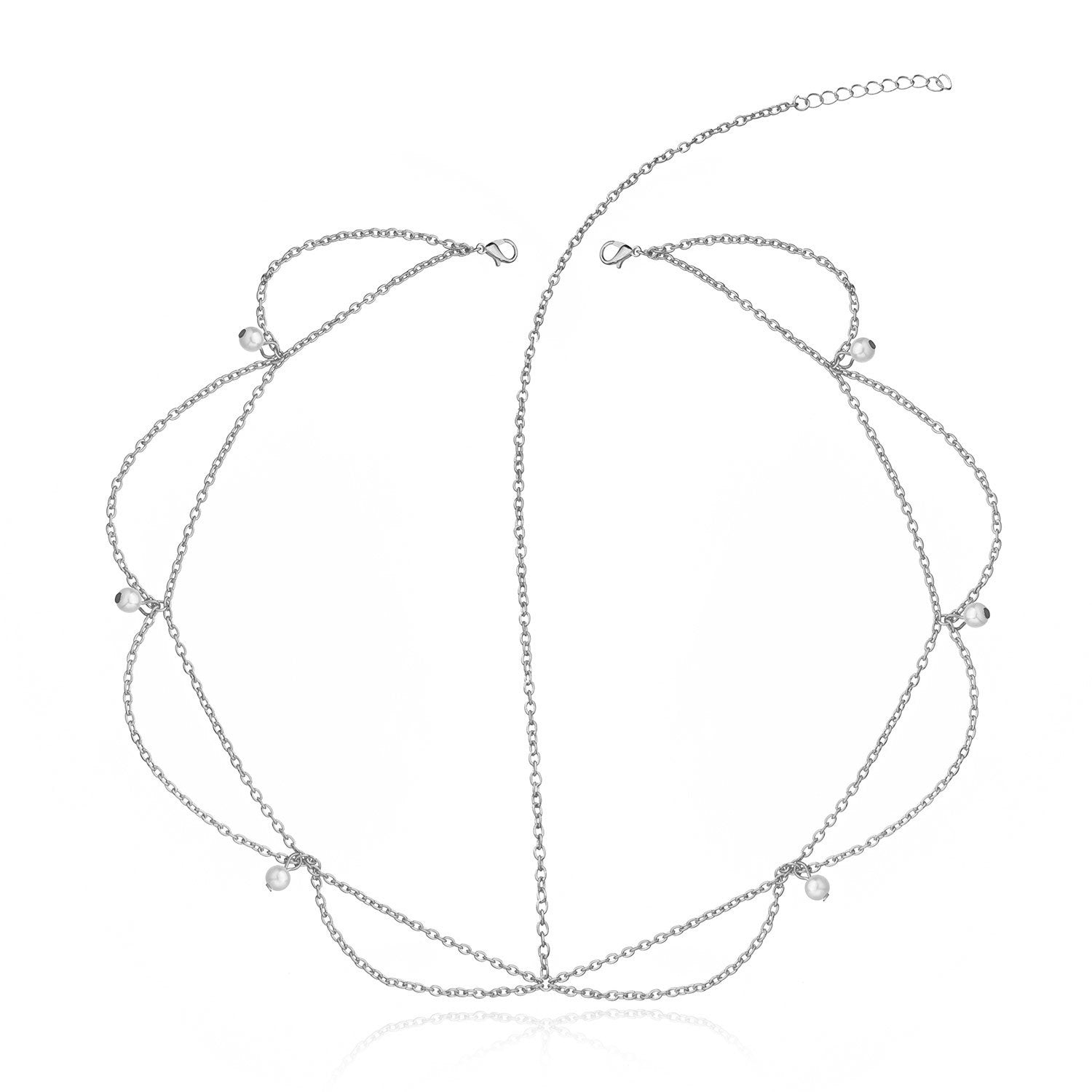Boho Wave Tassel Chain Faux Pearl Hairband for Party Wedding
