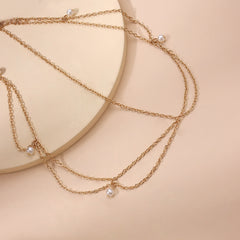 Boho Wave Tassel Chain Faux Pearl Hairband for Party Wedding