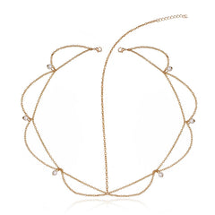 Boho Wave Tassel Chain Faux Pearl Hairband for Party Wedding