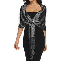 Sparkling Metallic Shawls & Wraps With Buckle for Evening Party Dresses