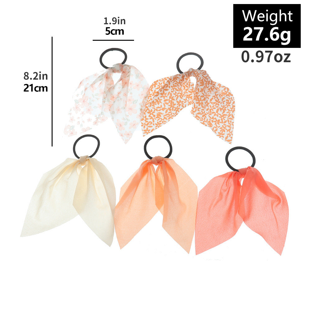 5pcs Mesh Decor Hair Tie Non Slip Scrunchie Ponytail Holder Elastic Hair Accesso