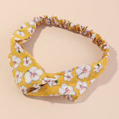 Flower Fabric Headband Elastic Cross Knotted Hair Accessory