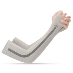 1 Pair Striped Sunscreen Arm Sleeves with Thumb Hole