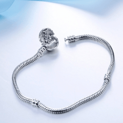 Heart Decor Silvery Bangle Snake Chain Bracelet For Men Gift