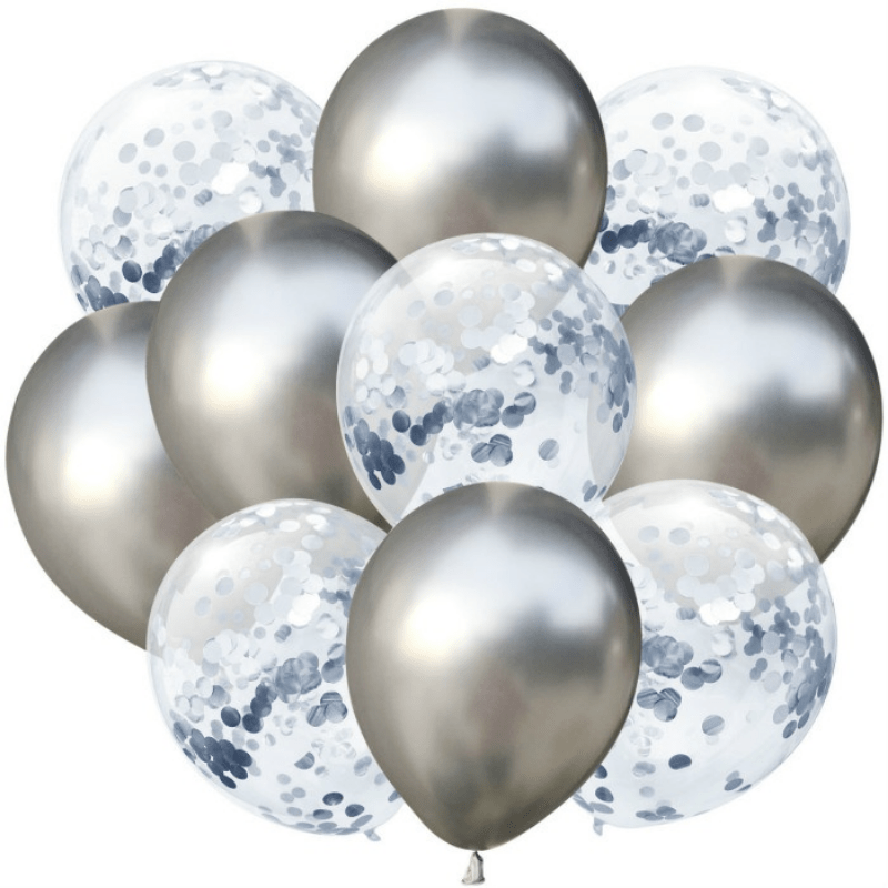 10pcs Confetti Balon Metallic Balon Mixed Amazing Sight Supplies