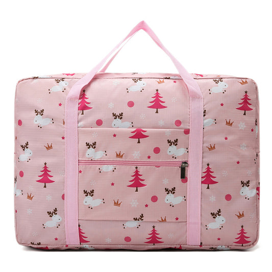 Large Capacity Zipper Luggage Bag Print Duffle Bag Portable Storage