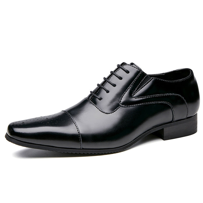 Men's Quarter Brogue Derby Shoes Square Toe Business Wedding Dress Shoes