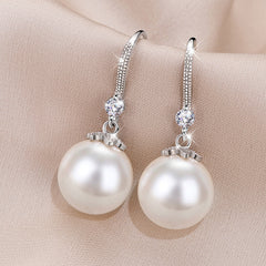 Faux Pearl Drop Dangle Earrings 925 Silver Plated Women Girls Jewelry