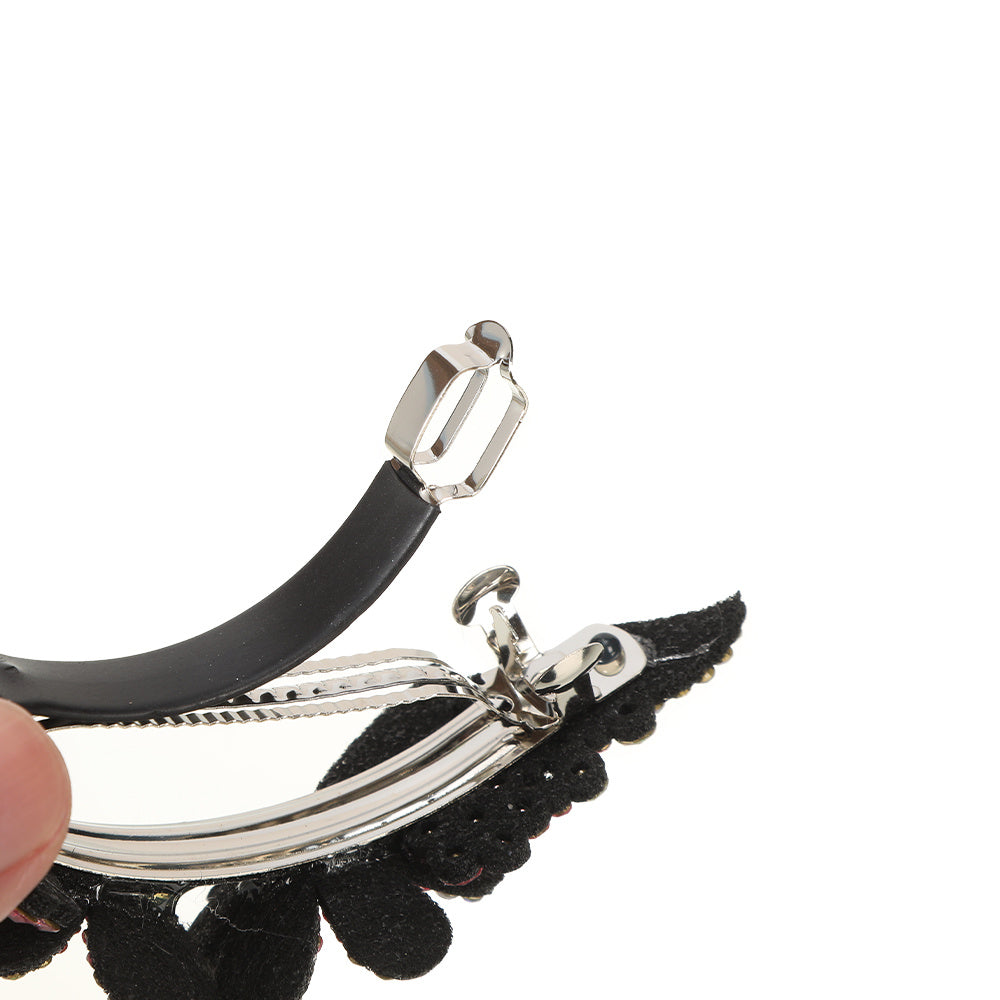 Rhinestone Double Flower Hair Clip for Women Girls Large Duckbill Clip Hairpin