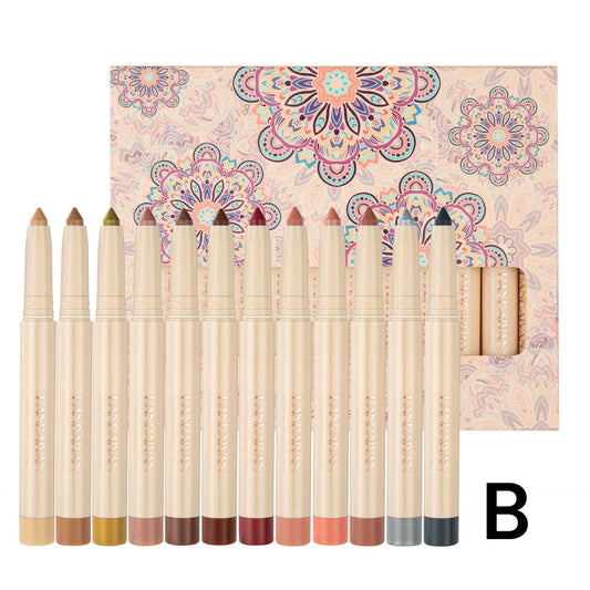 12 Eyeshadow Pencil Set Matte Finish for Smudge Proof Look