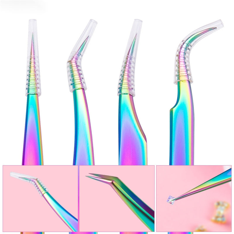 Stainless Steel Tweezers for Eyelash Extensions Nail Stickers Rhinestones