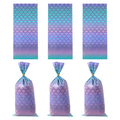 50pcs Mermaid Ripple Flat Pocket Packaging Bag Candy Biscuit Supplies