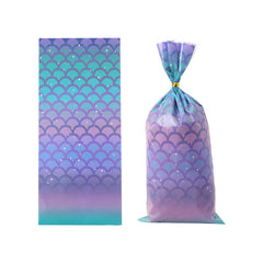 50pcs Mermaid Ripple Flat Pocket Packaging Bag Candy Biscuit Supplies
