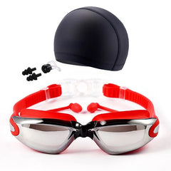 Swim Eyewear Glasses with Anti Fog PU Hat