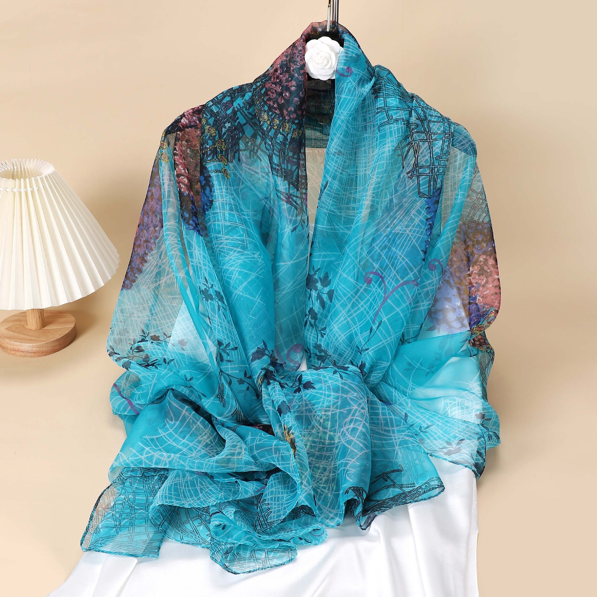 Thin Gauze Scarf Silk Shawl Classic Head Wrap Sunscreen Travel Beach Towel