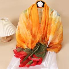 Thin Gauze Scarf Silk Shawl Classic Head Wrap Sunscreen Travel Beach Towel