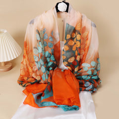 Thin Gauze Scarf Silk Shawl Classic Head Wrap Sunscreen Travel Beach Towel