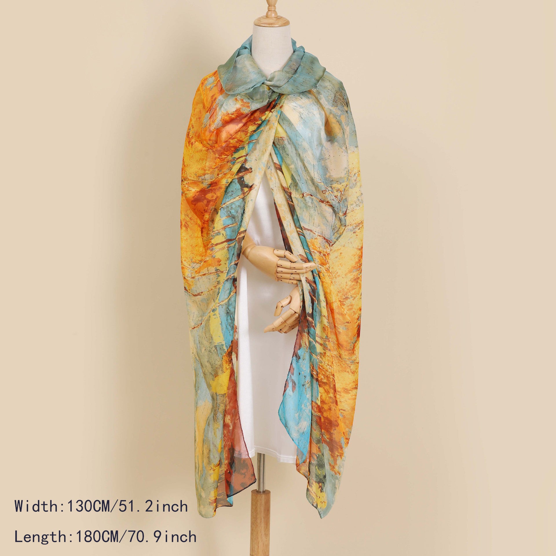 Thin Gauze Scarf Silk Shawl Classic Head Wrap Sunscreen Travel Beach Towel