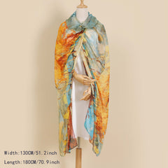 Thin Gauze Scarf Silk Shawl Classic Head Wrap Sunscreen Travel Beach Towel
