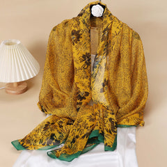 Thin Gauze Scarf Silk Shawl Classic Head Wrap Sunscreen Travel Beach Towel