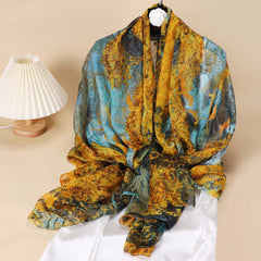 Thin Gauze Scarf Silk Shawl Classic Head Wrap Sunscreen Travel Beach Towel