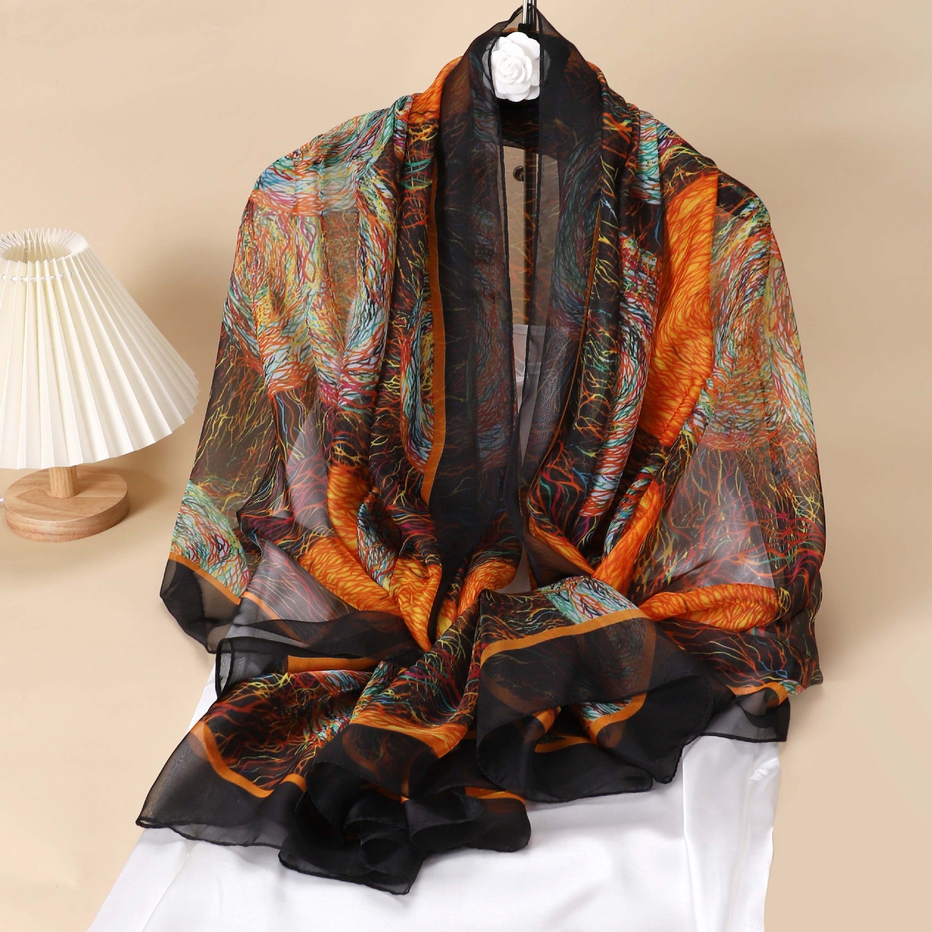 Thin Gauze Scarf Silk Shawl Classic Head Wrap Sunscreen Travel Beach Towel