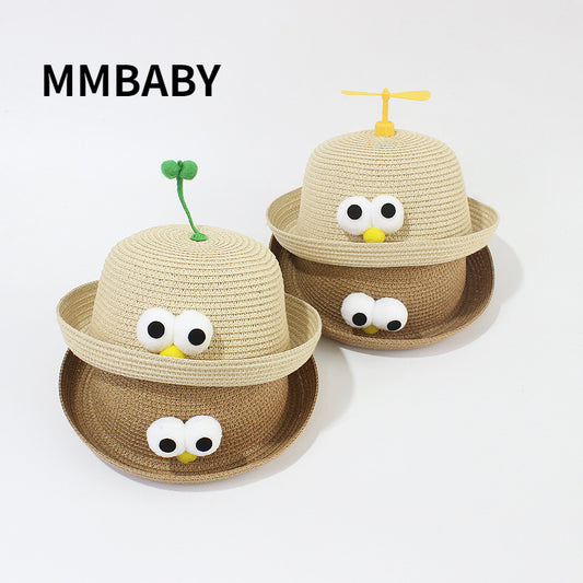 Girls Small Straw Sun Hat Fisherman Sun Hat