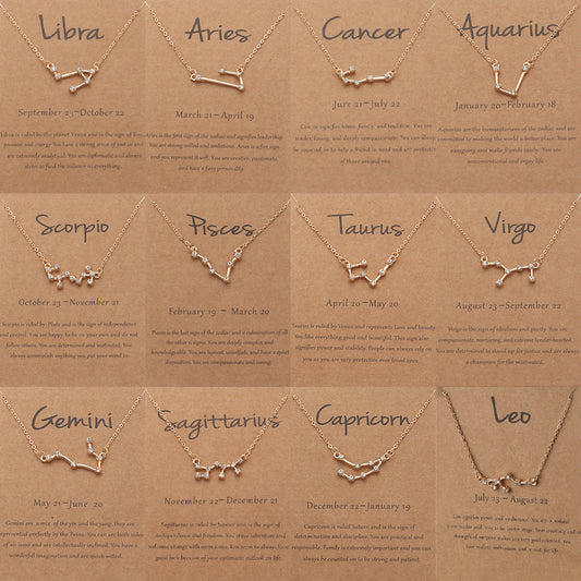 Boys Kids12 Constellation Pendant Necklace Zodiac Horoscope Astrology Silver