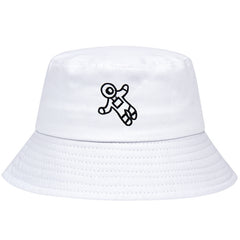 Embroidery Astronaut Bucket Hat Solid Cotton Sun Cap