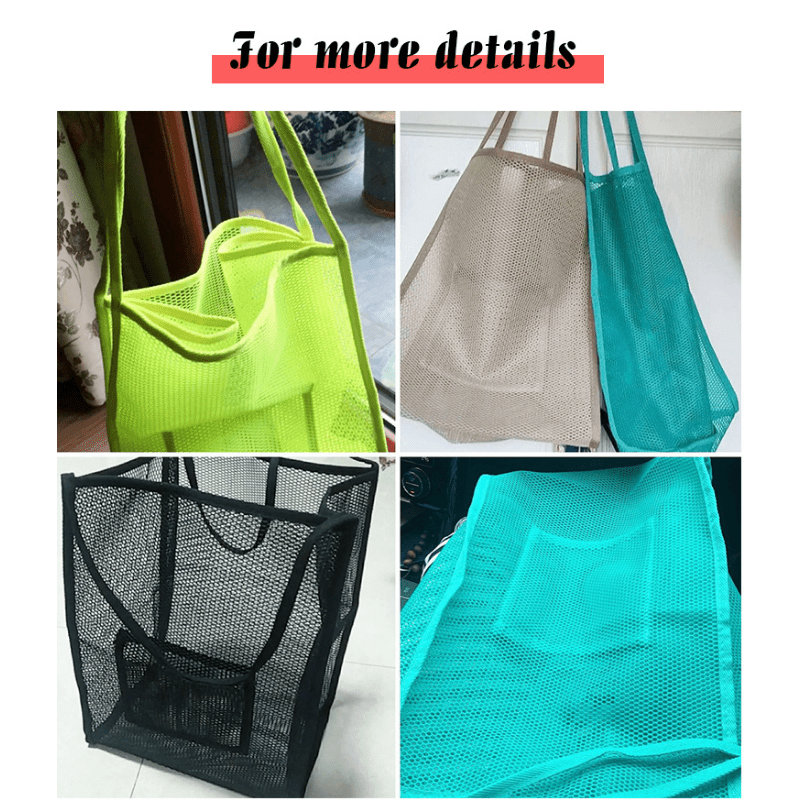Summer Mesh Beach Bag Foldable Hollow Out Tote Bag Lightweight
