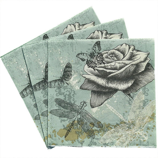 20pcs Colorful Printing Napkin Flowers Herbal Tissue Paper Party Decoration