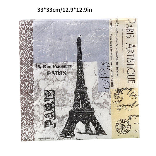 20pcs Eiffel Tower Colorful Napkins for Festive Parties and Banquets