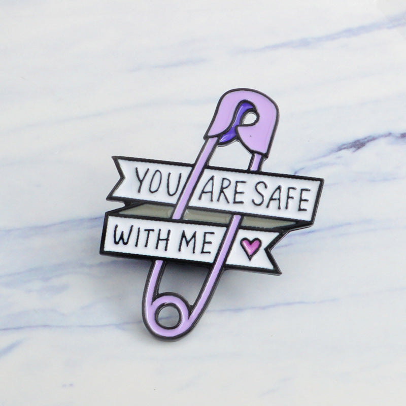 Purple English Letter Accessory Pin