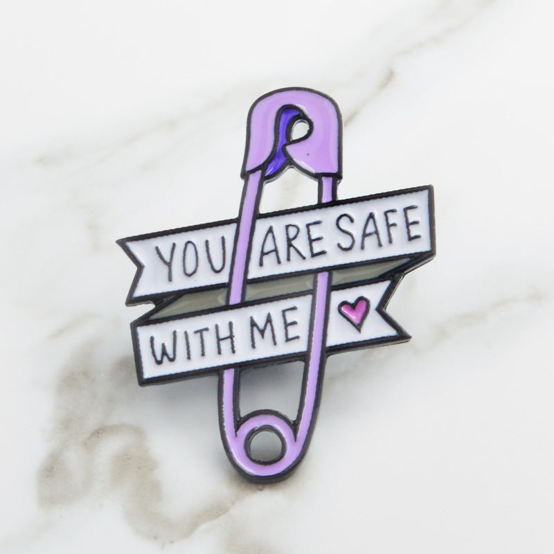 Purple English Letter Accessory Pin
