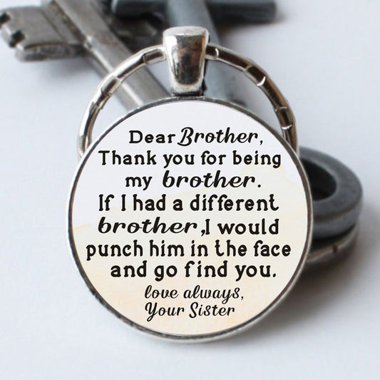 Brother Thank You Keychain Time Gem