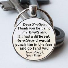 Brother Thank You Keychain Time Gem