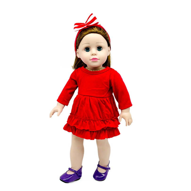 2pcs Doll Dress and Headbands Set Fits 18 Inch Dolls