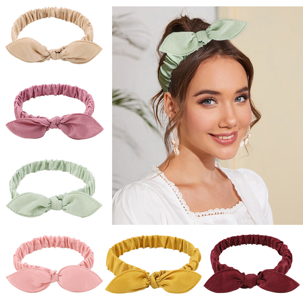 Rabbit Ear Knotted Headband Elastic Headwear Female Hair Accessories