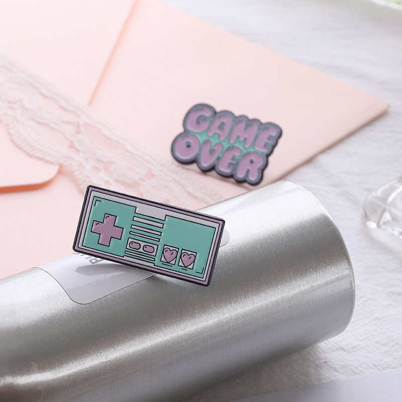 Game Tape Cartoon Brooch and High Brooch Set