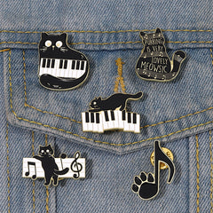 Cat Piano Notes Brooch Buttons & Pins Aluminum Alloy