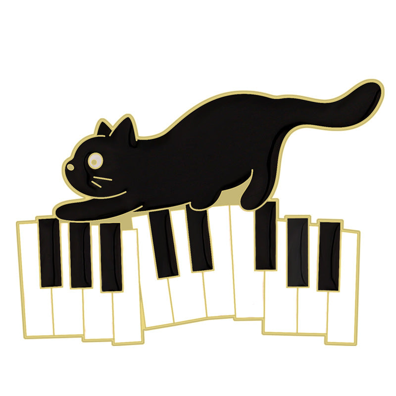 Cat Piano Notes Brooch Buttons & Pins Aluminum Alloy