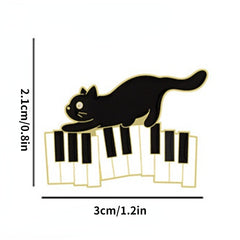 Cat Piano Notes Brooch Buttons & Pins Aluminum Alloy