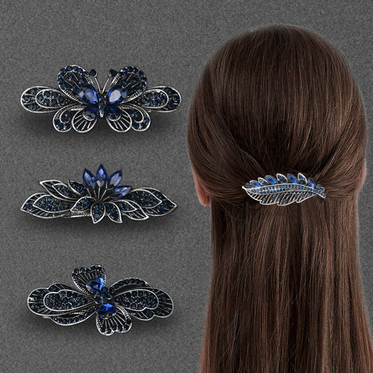 Crystal Decor Hair Clip French Barrette Vintage Headwear Non Slip Accessory
