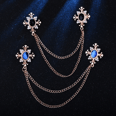 Men's Corsage Cross Collar Chain Rhinestone Brooch Pin