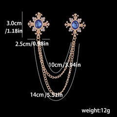 Men's Corsage Cross Collar Chain Rhinestone Brooch Pin