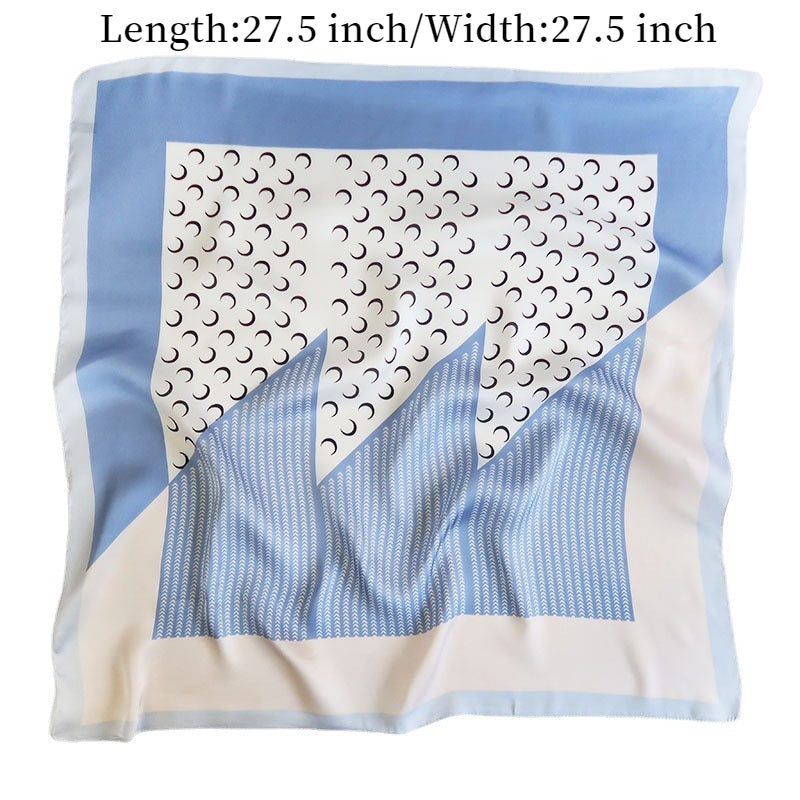 70 Crescents Silk Square Scarf Block Bandanas Neckerchief Head Wrap Hair Accesso