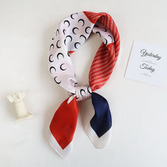 70 Crescents Silk Square Scarf Block Bandanas Neckerchief Head Wrap Hair Accesso