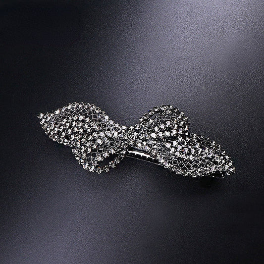 Rhinestone Bowknot Hair Clip Vintage French Barrette Headwear